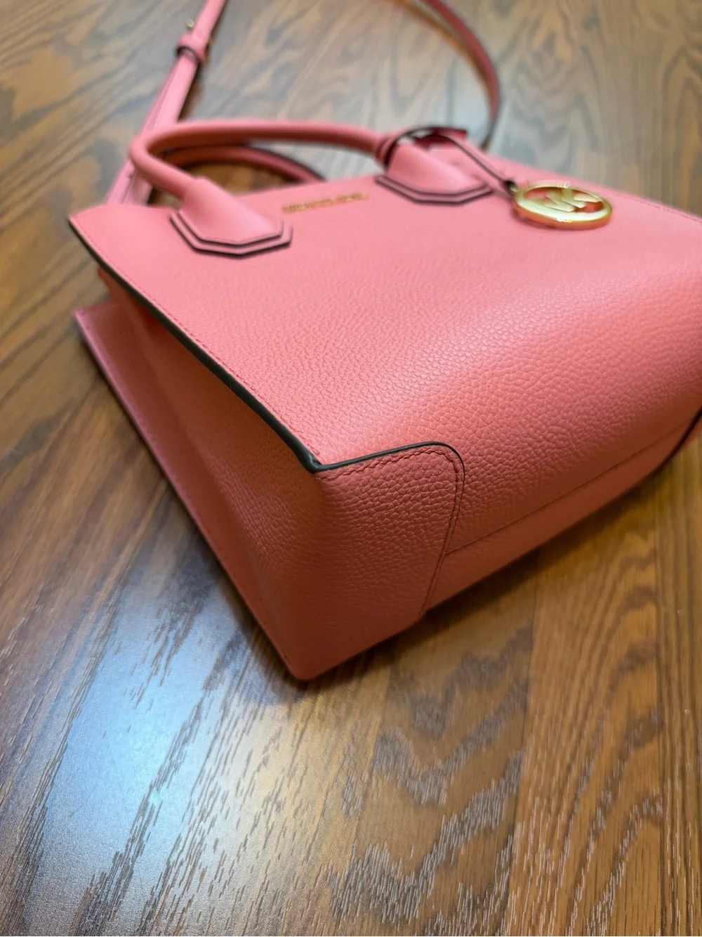 Michael Kors Mercer Medium Pink Pebbled Leather Crossbody Satchel 35S1GM9M2L